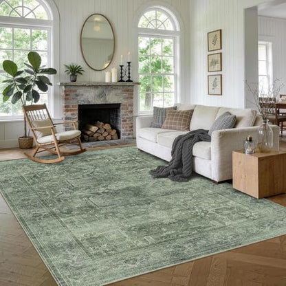 8x10 Washable Boho Area Rug, Teal Farmhouse for Living Room Carpet - color: Teal, size: 8' x 10' (Rectangular)