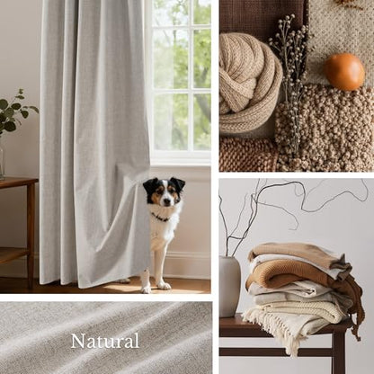 NICETOWN 100% Blackout Linen Curtains for Bedroom/Living Room 90" L, 2 PCs (Pack of 2) - color: Natural, size: 52"W x 90"L (Pack of 4)