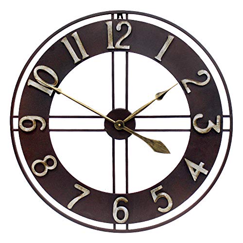 Growsun 24'' Large Wall Clock Pure Metal Retro Heavy Duty Large Decor for Home Living Room Farmhouse - size: 24 inch