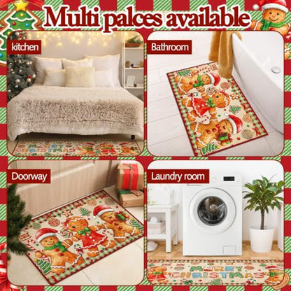 Fourluoo 3 Pcs Christmas Gingerbread Man Kitchen Rug Set - color: Vibrant Colors