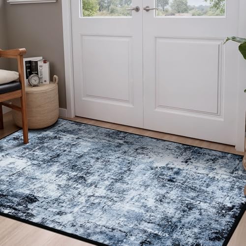 Rugflix 3x5 Entrance Rugs, Washable Navy Blue Dark Entry Small Rug - color: 01-ocean Blue, size: 3' x 5' (Rectangular)