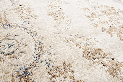 Unique Loom Chateau Collection Area Rug - Lincoln (3' 1" x 13' 1" Runner Blue Cream/Brown) - color: Beige/Light Brown, size: 3'1" x 13'1" (Runner)