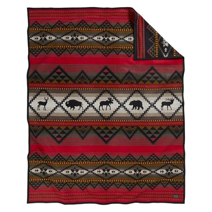 Pendleton Jacquard Unnapped Twin Blanket, 64 x 80 in, Heirloom Virgin Wool - color: Lost Trail, size: Twin (64" x 80")