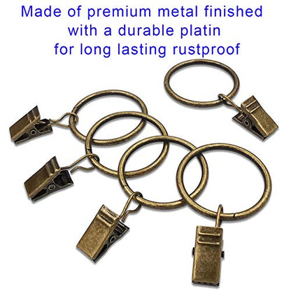 100 Pack Metal Curtain Rings with Clips, 1.26 in ID, Bronze - color: Bronze, size: 1.26" I D 100 Pack