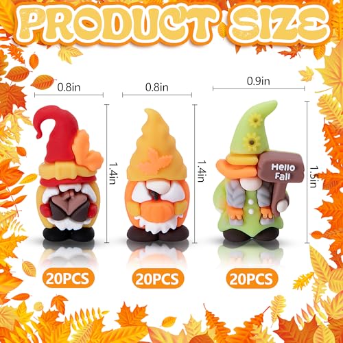 60 Pcs Fall Mini Gnomes Figurines, Thanksgiving Miniature Gnome Ornaments - color: Thanksgiving, size: 60 Pcs