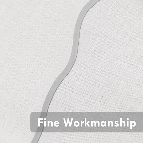 DriftAway Semi Sheer Scalloped Edge White Coastal Beach Window Curtains for Living Room Bedroom 2 Panels Rod Pocket Each Size 52 Inch by 63 Inch Gray - color: White Gray, size: 52"W x 63"L (Pack of 2)