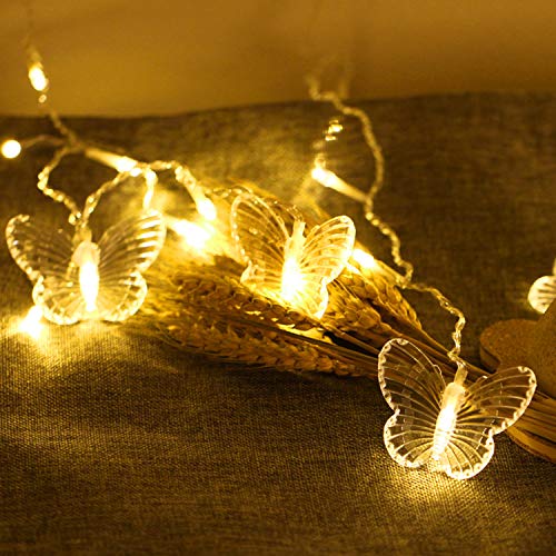 Butterfly Curtain Lights, 4.9ft 48 LED USB Window Fairy Lights 10 Butterflies 8 Modes Firefly Twinkle Timer String Lights with Remote for Room Bedroom Wall Ceiling Party Wedding Christmas - color: Warm White, size: 4.9ft