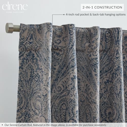 Threadmade Vittoria Paisley Printed Blackout Curtain Panel, Blue - 52" W x 95" L - color: Blue, size: 52"W x 95"L (Pack of 1)