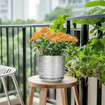 Ceramic Flower Pot, 7 Inch Ceramic Plant Pot, Silver - color: Silver, size: 7 Inch