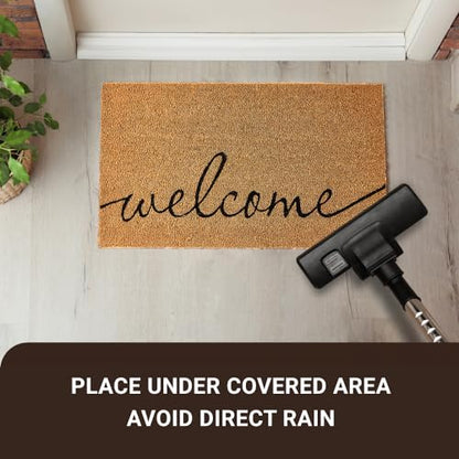 KANKUN Coco Coir Door Mat with Heavy Duty Backing, Welcome Doormat (17" x 30"), Doormat Entrance (Welcome1-2Pack) - color: Welcome1 - 2pack