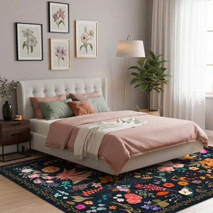 Washable 8x10 Area Rug for Living Room, Non-Slip Large Black Bedroom Rugs - color: Multi Black, size: 8' x 10' (Rectangular)