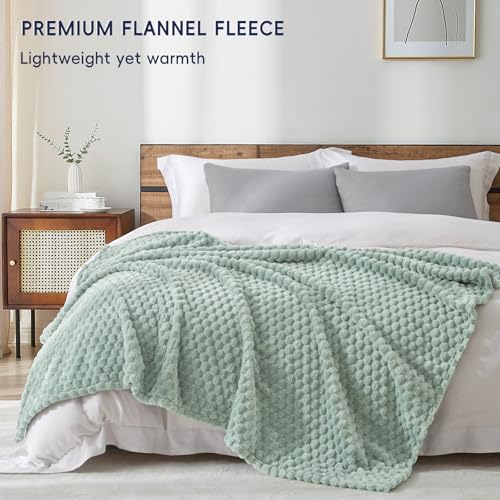 PHF Soft Cozy Fleece Throw Blanket, 340GSM Lightweight Warmth, Sage Green - color: Sage Green, size: Throw(50"x60")