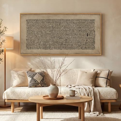 Large Framed Wabi Sabi Abstract Wall Art for Living Room, 60x30 Inch - color: Brown Black, size: 60"L x 30"W