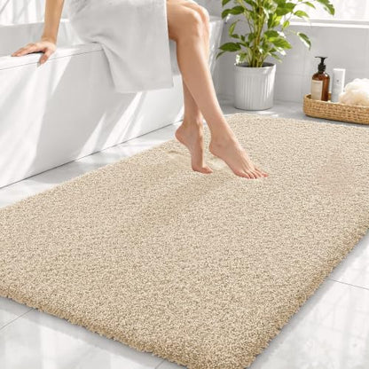 OLANLY Microfiber Large Bathroom Rugs 44x32, Soft Absorbent Bath Mat, Sand - color: Sand, size: 44" X 32"
