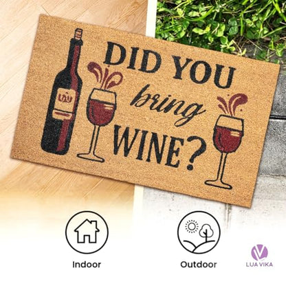 Funny Coir Door Mats Outside and Inside, Wine, 17 x 30 in - color: Wine