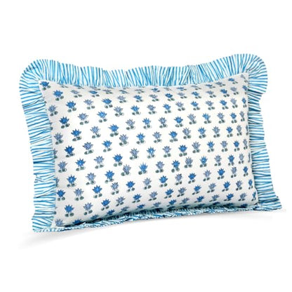 CPC Arctic Blue Block Print Ruffle Sham Pillow Cover 12x20 Inch, Pack of 1 - color: Arctic Blue, size: 20" x 12" (Pack of 1)