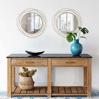 ironsmithn 20 Inch Round Gold Vanity Wall Mirror - color: Gold, size: 20" x 20"