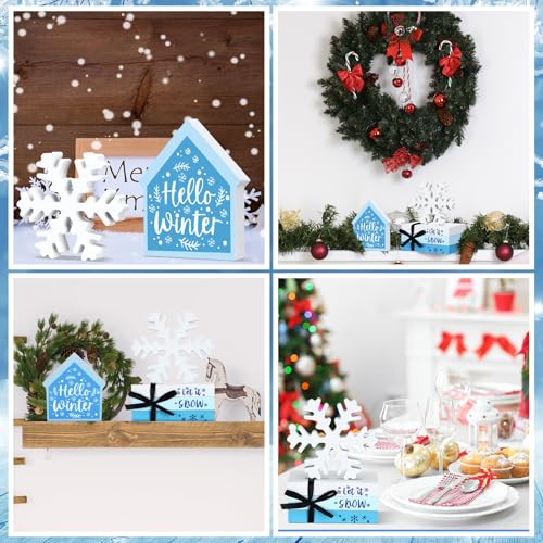 Blulu 5 Pcs Winter Snowflake Table Decorations, Winter Tiered Tray Decor - style: Snowflake