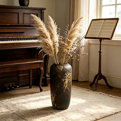 Black Rustic Ceramic Floor Vase, 15.7 Inch, Farmhouse Large Decor - size: 15.7 Inch
