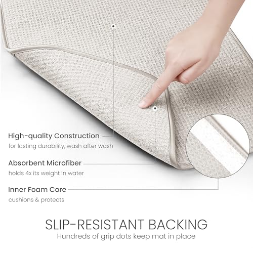 Bellemain Dish Drying Mat, Drying Matt Kitchen Counter, 17"x24" -Light Grey - color: Light Grey, size: 17" x 24"