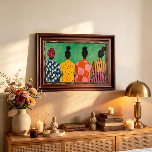 Dark Brown Framed African American Women Canvas Wall Art 9x11 in - color: Colorful Women, size: 11"L x 9"W