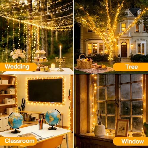 Ollny Christmas Lights Outdoor 800LED 262FT, Warm White Plug in Fairy Light - color: Warm White, size: 800LED