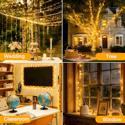 Ollny Christmas Lights Outdoor 800LED 262FT, Warm White Plug in Fairy Light - color: Warm White, size: 800LED