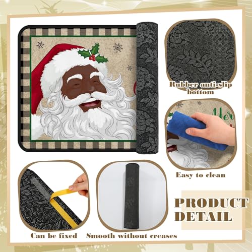 Fourluoo 3 Pcs Christmas Kitchen Rugs and Mats Set Black Santa - color: Santa