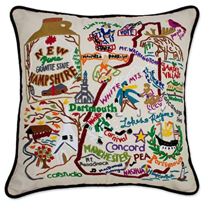 Catstudio New Hampshire Hand Embroidered Pillow, Decorative Throw Pillow - color: New Hampshire