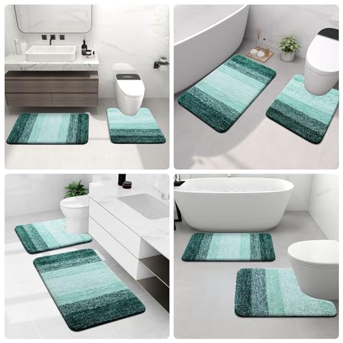 Arotive Microfiber Bathroom Rugs, Shaggy Soft Absorbent Bath Rug, 44x32 - color: Dark Green, size: 44" X 32"