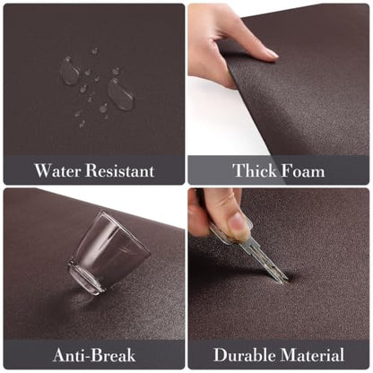 HappyTrends 2 PCS Kitchen Mat Cushioned Anti-Fatigue Floor Mat, - color: Chocolate, size: 20"x30"+20"x60"