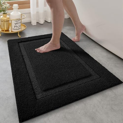 LUMI Ultra Soft Bathroom Rugs Absorbent, Non Slip Bath Mat 20x32, Black - color: Black, size: 20" X 32"
