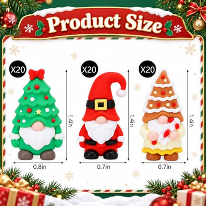 60 Pcs Mini Christmas Gnomes Figurines, Tiny Santa Tree Gnomes Ornaments - color: Christmas, size: 60 Pcs