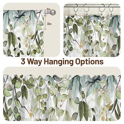Sage Green Eucalyptus Leaves Window Valance 2 Panels, 36x26 in - color: Eucalyptus Leaves-green, size: 26"W x 36"L (Pack of 2)