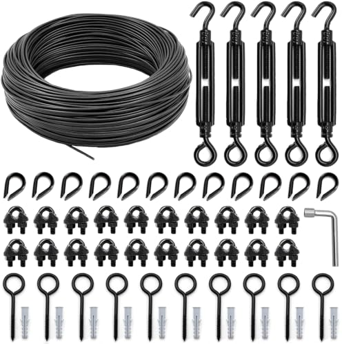 String Light Hanging Kit, All-Black Globe String Lights Suspension - size: 1/8 In. X 100 Ft.