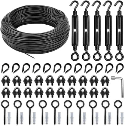 String Light Hanging Kit, All-Black Globe String Lights Suspension - size: 1/8 In. X 100 Ft.