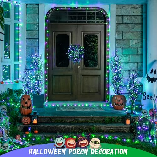 JMEXSUSS Connectable Purple and Green Halloween Lights Plug-in - color: Purple Green, size: 100 LED