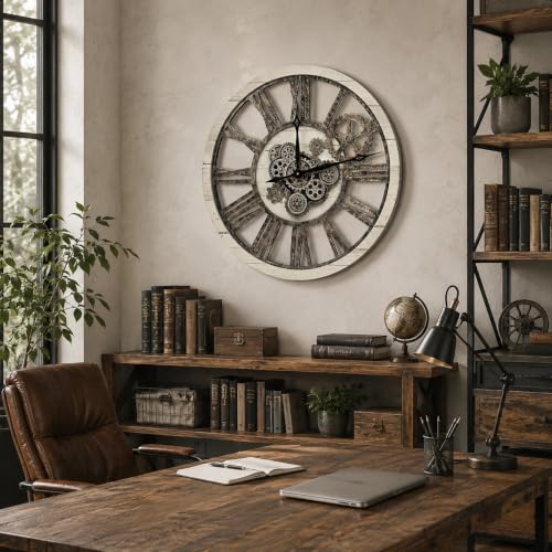The B-Style Large Wall Clock 36 inch/90cm Desert Beige and Bronze - color: Desert Beige and Bronze, size: 36 inch (90 cm)