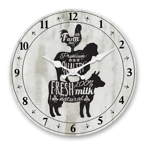 Small Farmhouse Kitchen Wall Clock 10 Inch - color: Gray, size: 10 Inch