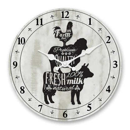 Small Farmhouse Kitchen Wall Clock 10 Inch - color: Gray, size: 10 Inch