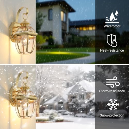 Solid Brass Outdoor Wall Light Fixtures, 12.6", 1-Pack - color: Polished Brass - 1 Pack, size: 12.6 inch