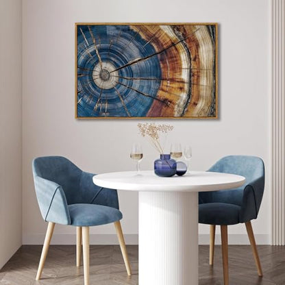 BingruiArt Faux Wood Tree Ring 02 Canvas Wall Art 24x36 Framed - color: Tree Ring - 03, size: 16"L x 12"W