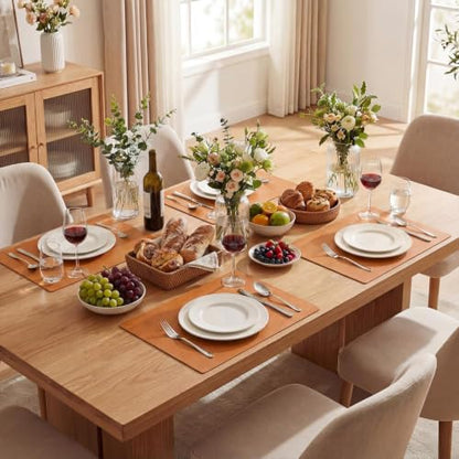 Artoid Mode Rust Faux Leather Placemats Set of 4 - color: Rust, size: 12" x 18", Rectangular Set of 4