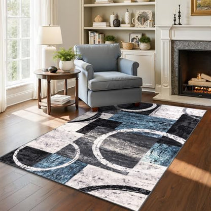 Yamaziot 3x5 Washable Modern Abstract Area Rug Non-Slip Entryway Rug - color: Blue/Multi, size: 3x5ft