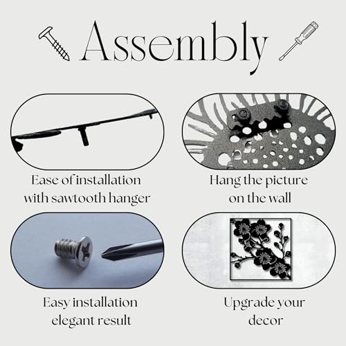 Metal Wall Decor | 17'' x 17'' x 0.05'' Spring Flowers Art Themed Wall Decorations | Handmade Indoor and Outdoor Wall Art (17'' x 17'', Spring Flowers, Black) - size: 17'' x 17'', style: Spring Flowers