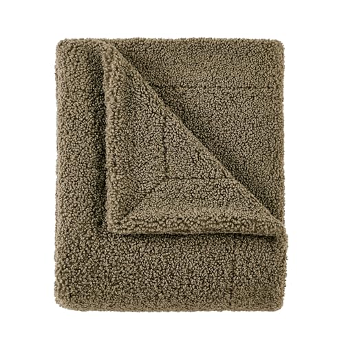 HiEnd Accents Teddy Dark Oak 50x60 inch Boucle Throw Blanket - color: Dark Oak, size: 50" x 60"