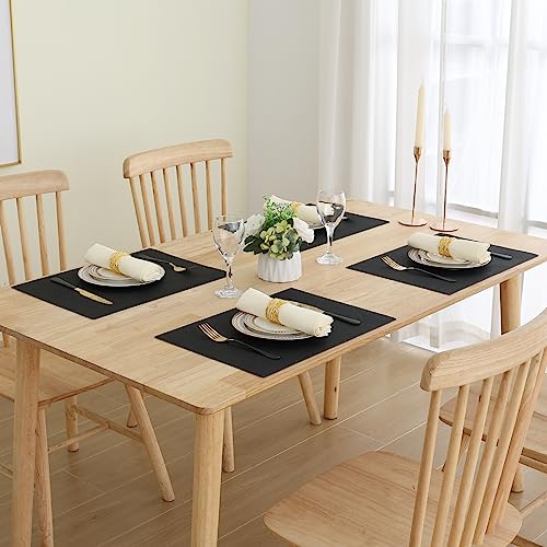 Homaxy PU Faux Leather Placemats for Dining Table, Set of 6, Black - color: Black