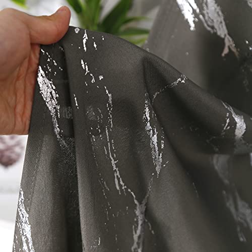 Taisier Home Silver Foil Print Linen Textured Curtains Geometric Marble Pattern Design Curtains for Living Room Thermal Insulated Window Treatment 2 Panels 95" L,Dark Grey and Silver Curtain Print - color: Dark Grey/Silver, size: 52"W x 95"L (Pack of 2)