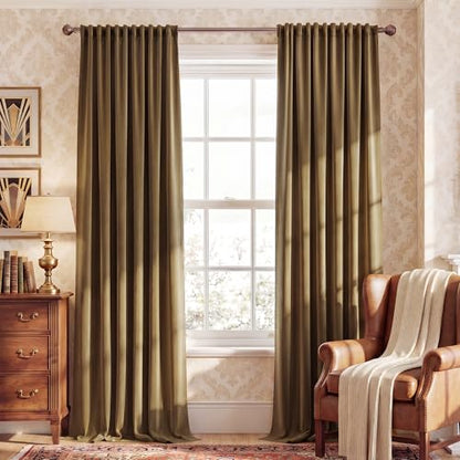 NICETOWN Blackout Brown Velvet Curtains for Bedroom, W52 x L84, 2 Panels - color: Brown, size: 52"W x 84"L (Pack of 2)