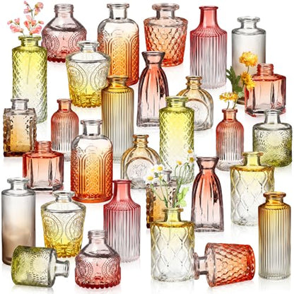Yaomiao 30 Pcs Glass Bud Vases Centerpieces, Orange Yellow Gradient Series - color: Orange Yellow Gradient Series
